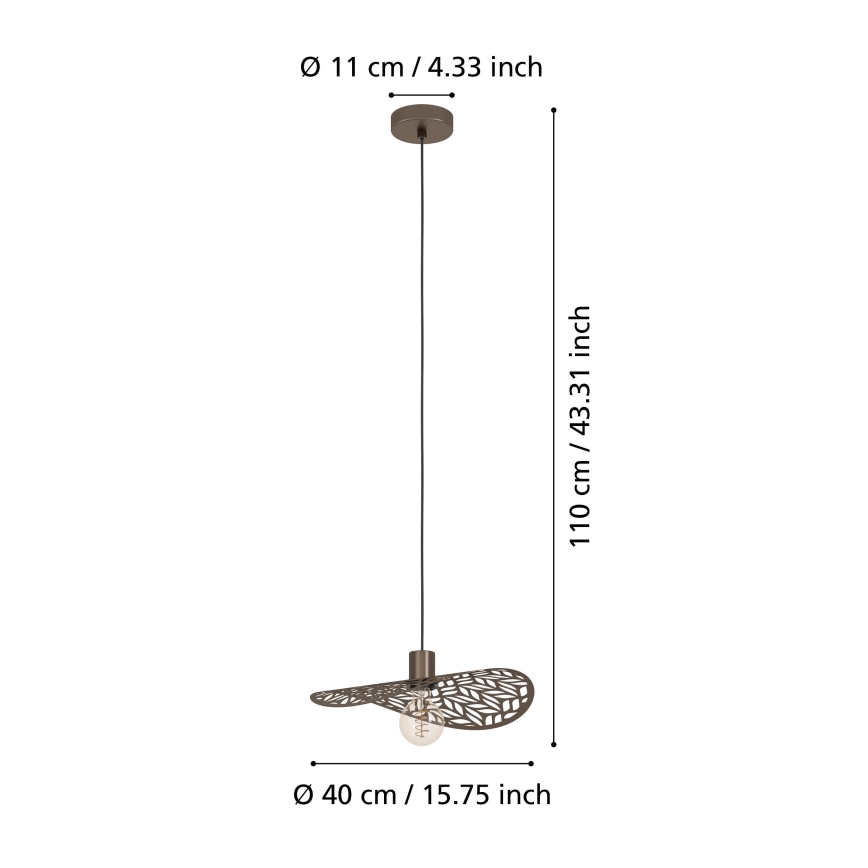 Eglo - Pendelleuchte mit Kabelaufhängung 1xE27/60W/230V Ø 40 cm, bronzefarben