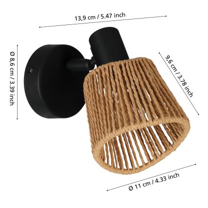 Eglo - Spot mural 1xE14/10W/230V noir/beige