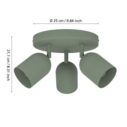 Eglo - Spotleuchte 3xE14/40W/230V Ø 25 cm grün