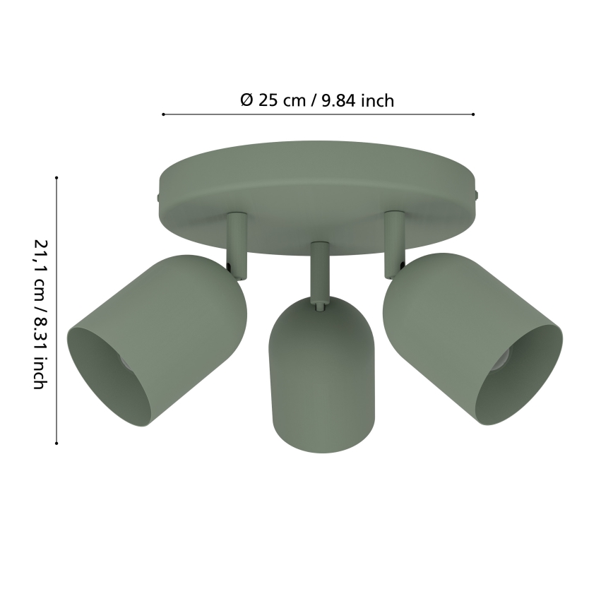 Eglo - Spot 3x E14/40W/230V, Ø 25 cm, vert