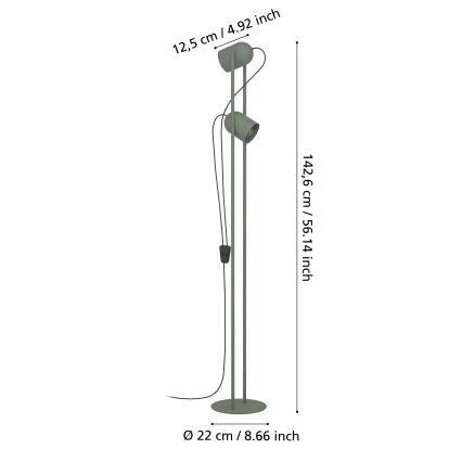 Eglo - Lampada da terra 2x E14/8W/230V verde
