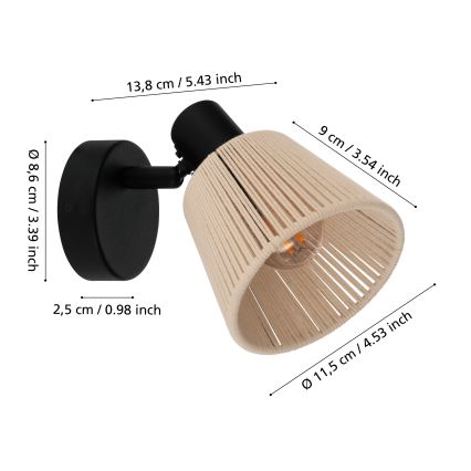 Eglo - Lampada da parete a spot 1xE14/40W/230V beige/nera