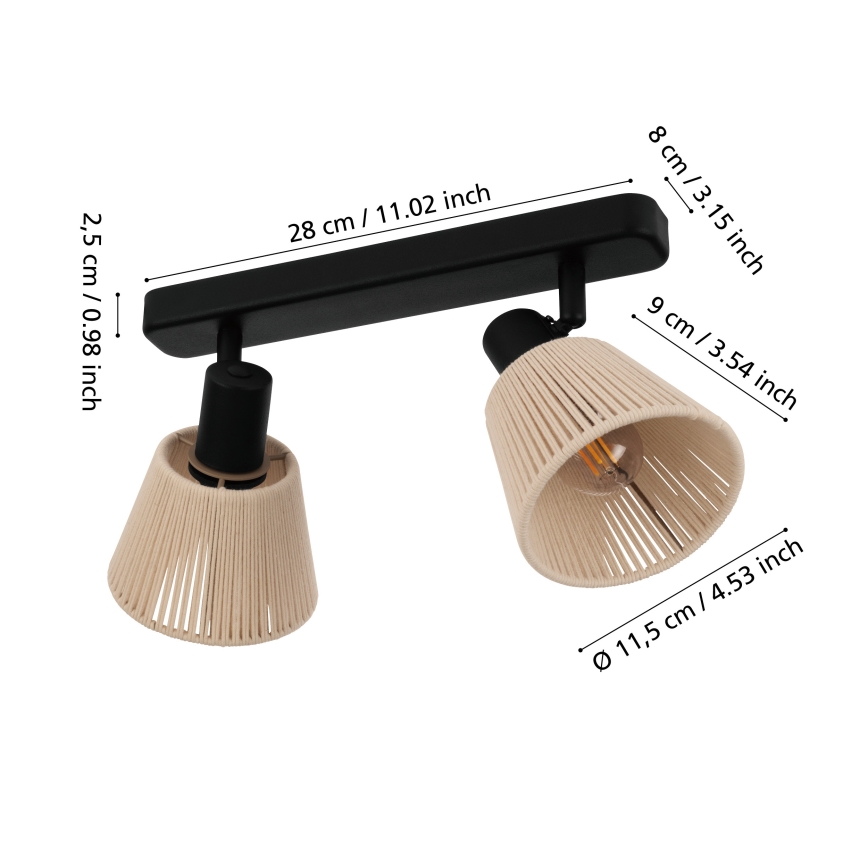 Eglo - Faretto 2xE14/40W/230V beige/nero