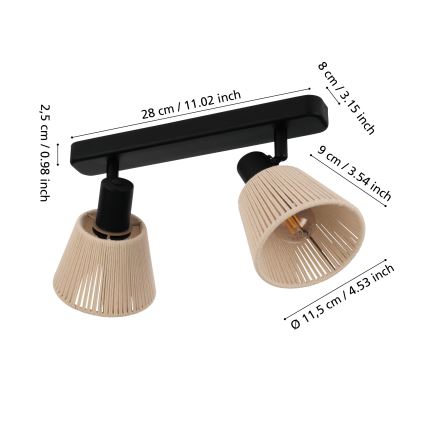 Eglo - Spot 2xE14/40W/230V beige/noir