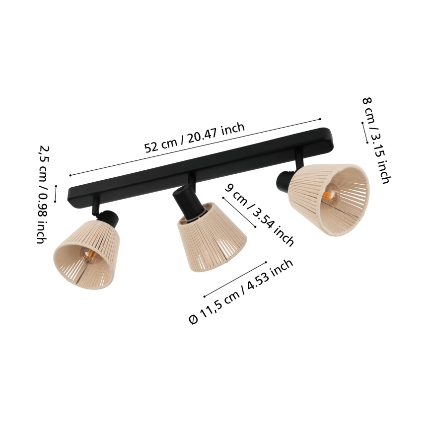 Eglo - Luminaire à spots 3xE14/40W/230V beige/noir