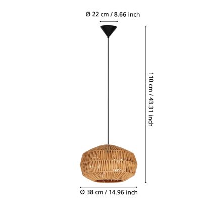 Eglo - Suspension sur câble 1xE27/40W/230V marron
