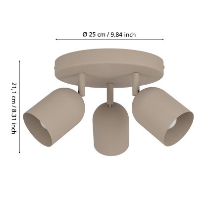 Eglo - Faretto 3xE14/40W/230V diam. 25 cm beige
