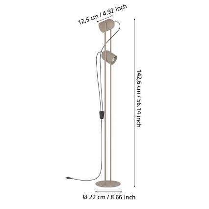 Eglo - Lampadaire 2xE14/8W/230V beige