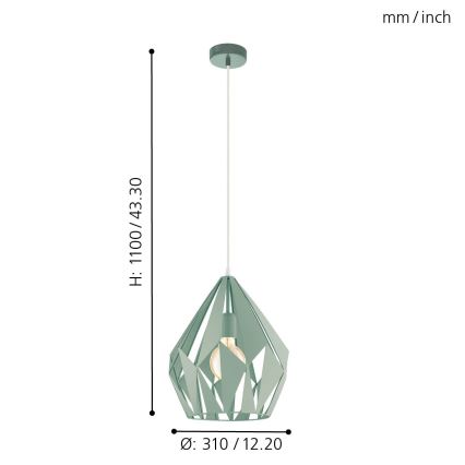 Eglo - Lampadario a sospensione con filo 1xE27/60W/230V