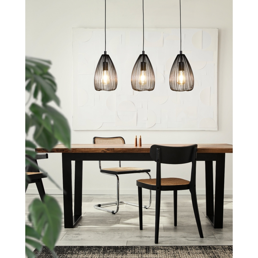 Eglo 49142 - Lampadario a sospensione con filo CLEVEDON 3xE27/60W/230V