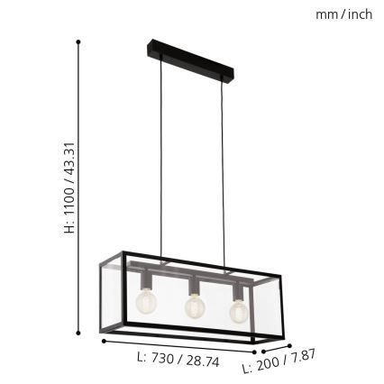 Eglo - Lampadario 3xE27/60W/230V