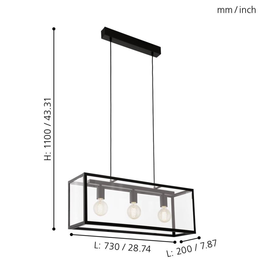 Eglo - Lampadario 3xE27/60W/230V