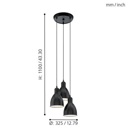 Eglo - Lampadario 3xE27/60W/230V