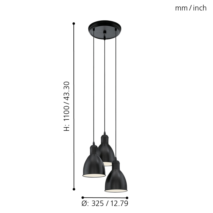 Eglo - Lampadario 3xE27/60W/230V
