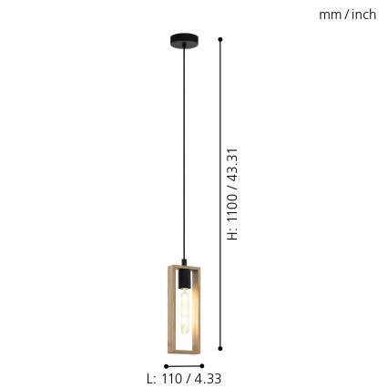 Eglo - Lampadario a sospensione con filo 1xE27/60W/230V