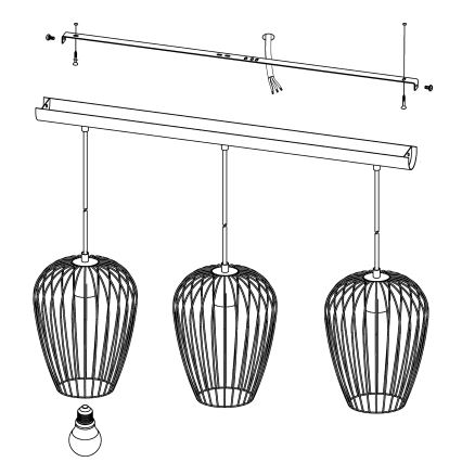 Eglo - Suspension 3xE27/60W/230V