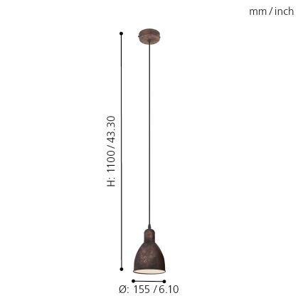 Eglo - Lampadario 1xE27/60W/230V