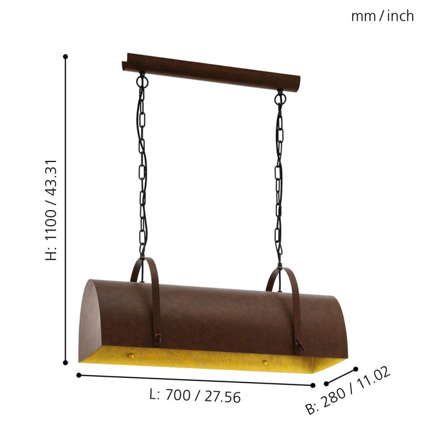 Eglo 49687 - Lampadario a sospensione con catena DEERHURST 2xE27/60W/230V