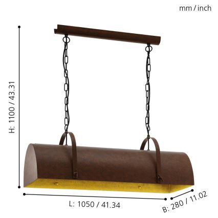 Eglo - Lampadario a sospensione con catena 3xE27/60W/230V