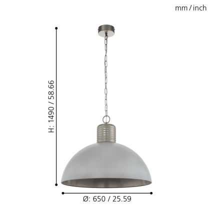 Eglo 49757 - Lampadario a sospensione COLDRIDGE con catena 1xE27/60W/230V