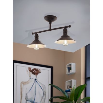 Eglo 49824 - Lampadario a sospensione con supporto rigido STOCKBURY 2xE27/60W