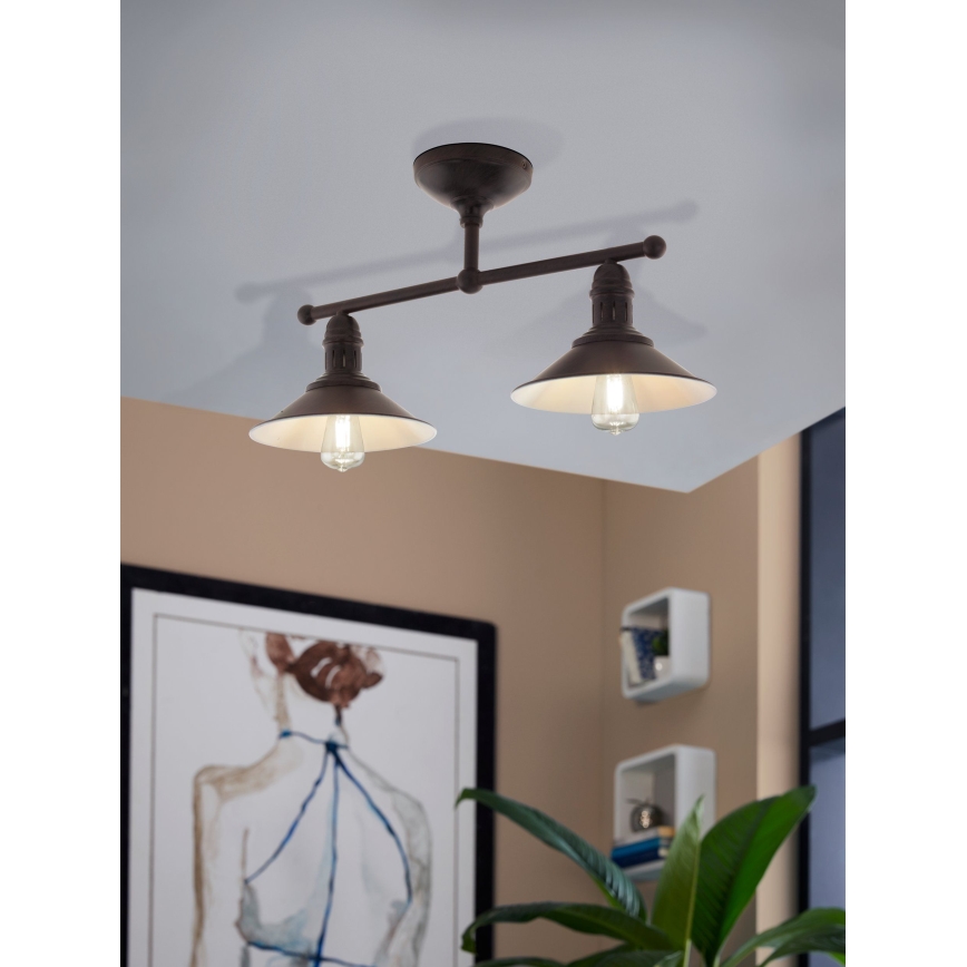 Eglo 49824 - Lampadario a sospensione con supporto rigido STOCKBURY 2xE27/60W
