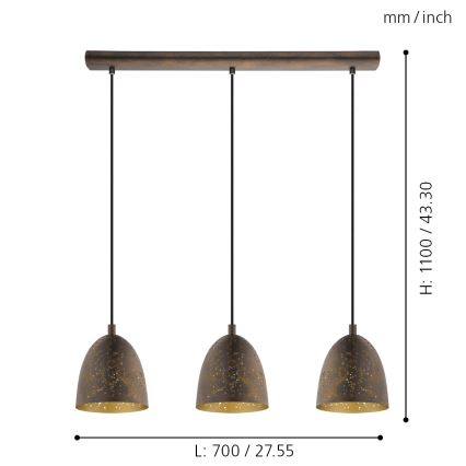 Eglo - Lampada a sospensione 3xE27/60W
