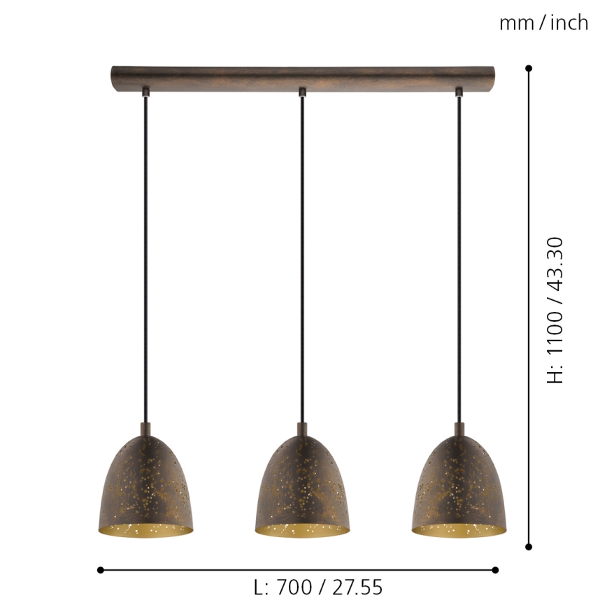 Eglo - Lampada a sospensione 3xE27/60W
