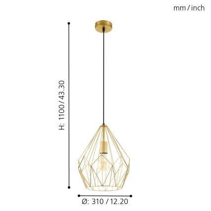Eglo - Lampada a sospensione 1xE27/60W/230V