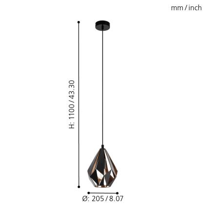 Eglo - Lampadario a sospensione con filo 1xE27/60W/230V