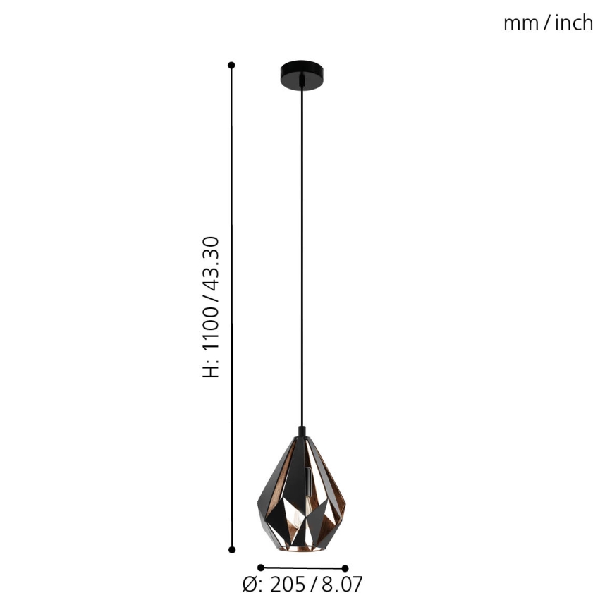 Eglo - Lampadario a sospensione con filo 1xE27/60W/230V
