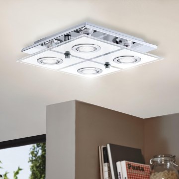 Eglo 54451 - Plafoniera LED CABO, 4x portalampade GU10, 3 W, 230 V, 29x29 cm