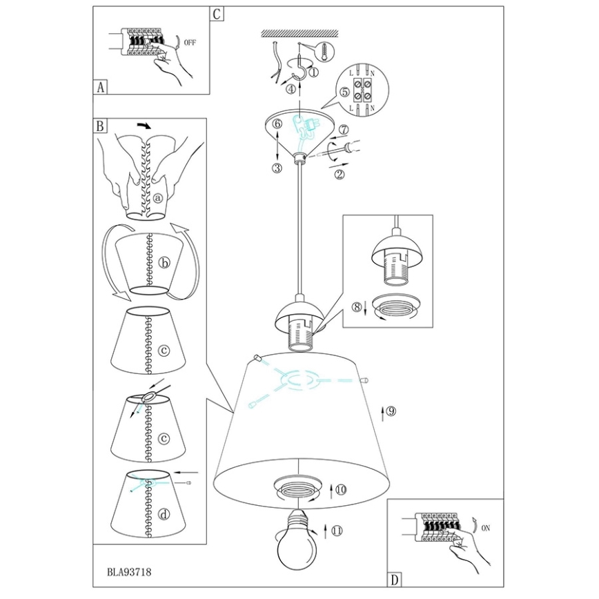 Eglo 54459 - Suspension MOLOVE 1xE27/60W/230V