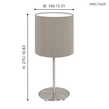 Eglo 54745 - Tischleuchte ANADIA 1xE14/40W/230V taupe/matt Chrom