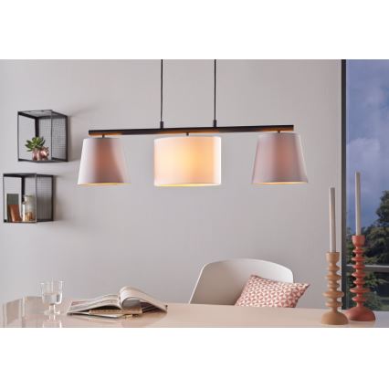 Eglo 55207 - Lampadario a sospensione con filo ALMEIDA 3xE14/25W/230V grigio