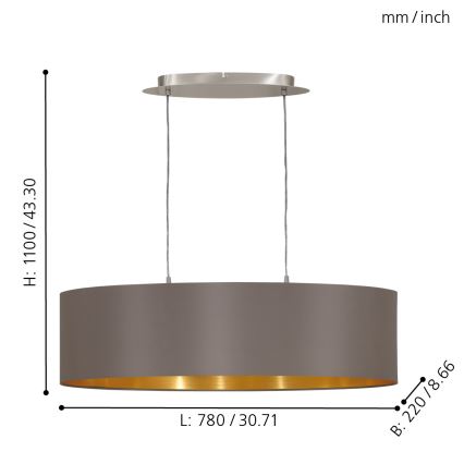 Eglo 55271 - Hängeleuchte MASERLO 2xE27/60W/230V braun