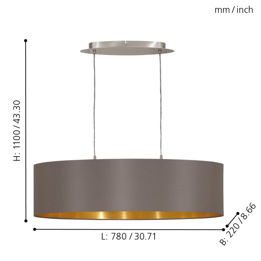 Eglo 55271 - Hängeleuchte MASERLO 2xE27/60W/230V braun
