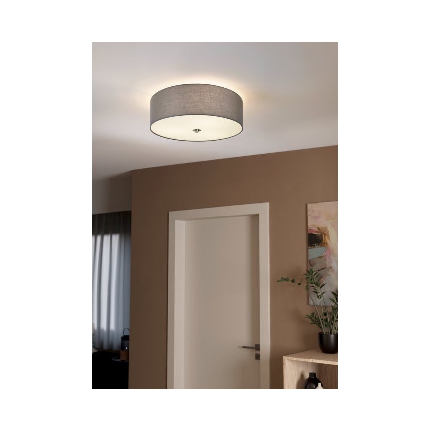 Eglo 55277 - Plafonnier PASTERI 3xE27/25W/230V Ø 47,5 cm gris