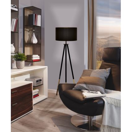 Eglo 55291 - Lampadaire BIDFORD 1xE27/60W/230V noir/marron