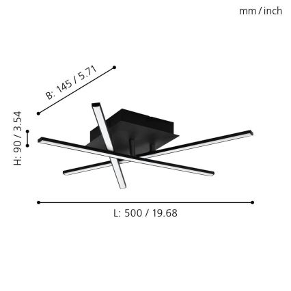 Eglo 55707 - LED Deckenleuchte 3xLED/3,5W/230V schwarz