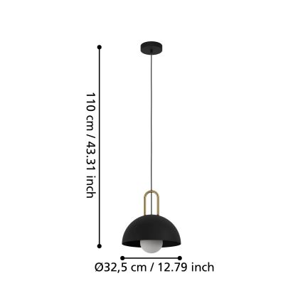 Eglo 56459 - Pendelleuchte CALMANERA an Kabel 1xE27/40W/230V schwarz