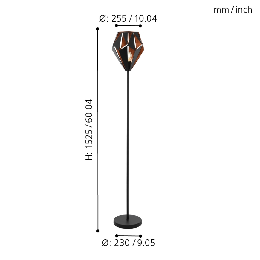 Eglo 62838 - Lampada con piedistallo CARLTON PRO 1xE27/60W/230V nero