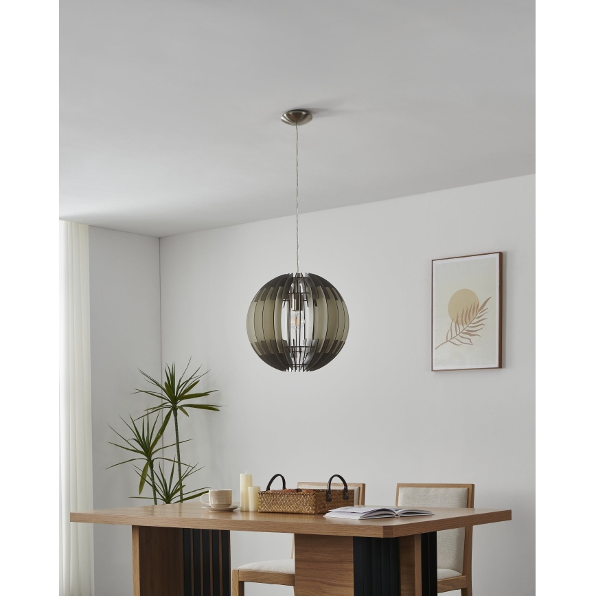 Eglo 63256 - Pendelleuchte mit Kabelaufhängung OLMERO PRO 1xE27/60W/230V Ø 40 cm grau/weiß