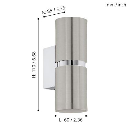 Eglo 64794 - Applique a LED PASSA PRO 2xGU10/3,3W/230V 3000K cromo opaco