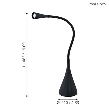 Eglo 64975 - Lampe de table flexible à intensité variable SNAPORA PRO LED/3,5W/230V 3000K noir