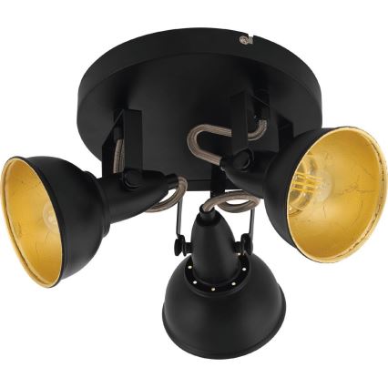 Eglo 75514 - Faretto THORNTON 3xE14/28W/230V nero/oro