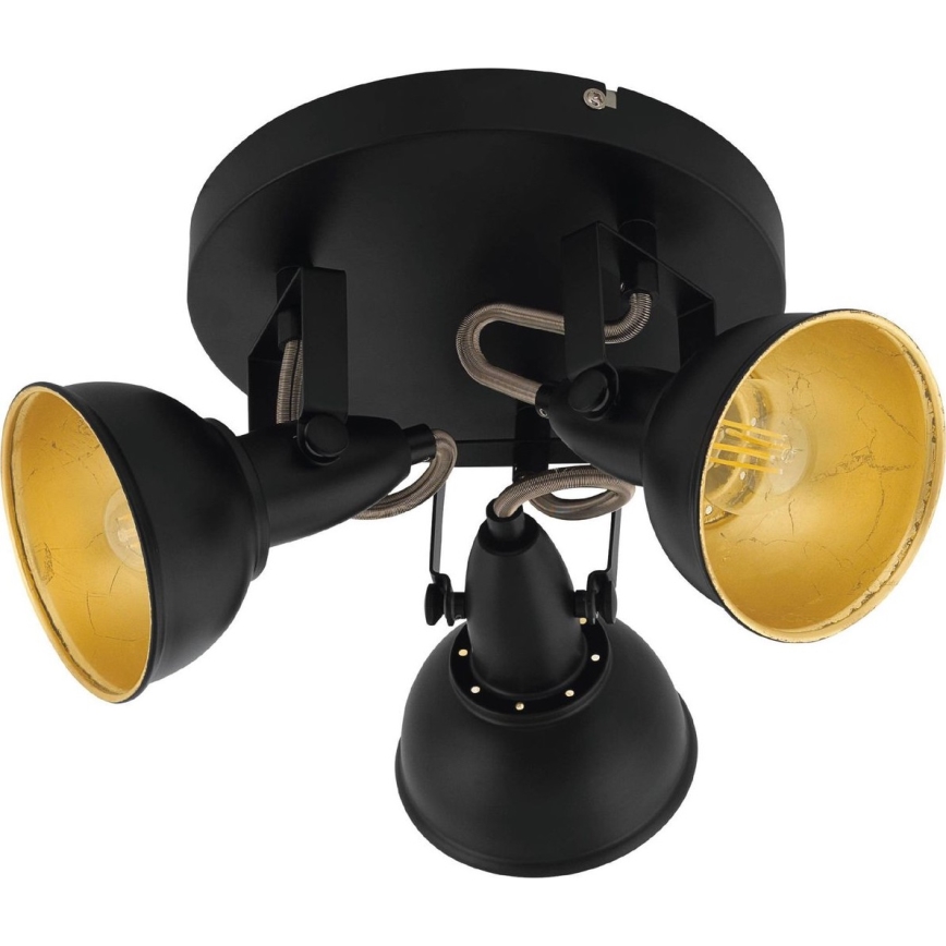 Eglo 75514 - Faretto THORNTON 3xE14/28W/230V nero/oro