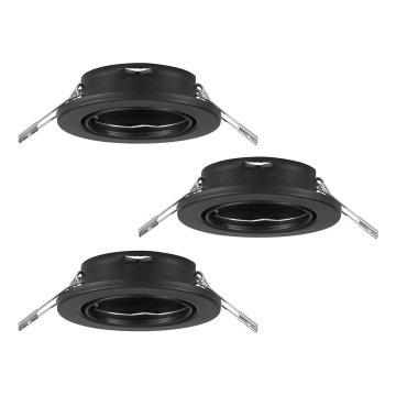 Eglo 75673 - SET 3x Lampada da incasso per bagno AGULO 1xGU10/35W/230V IP23 nero