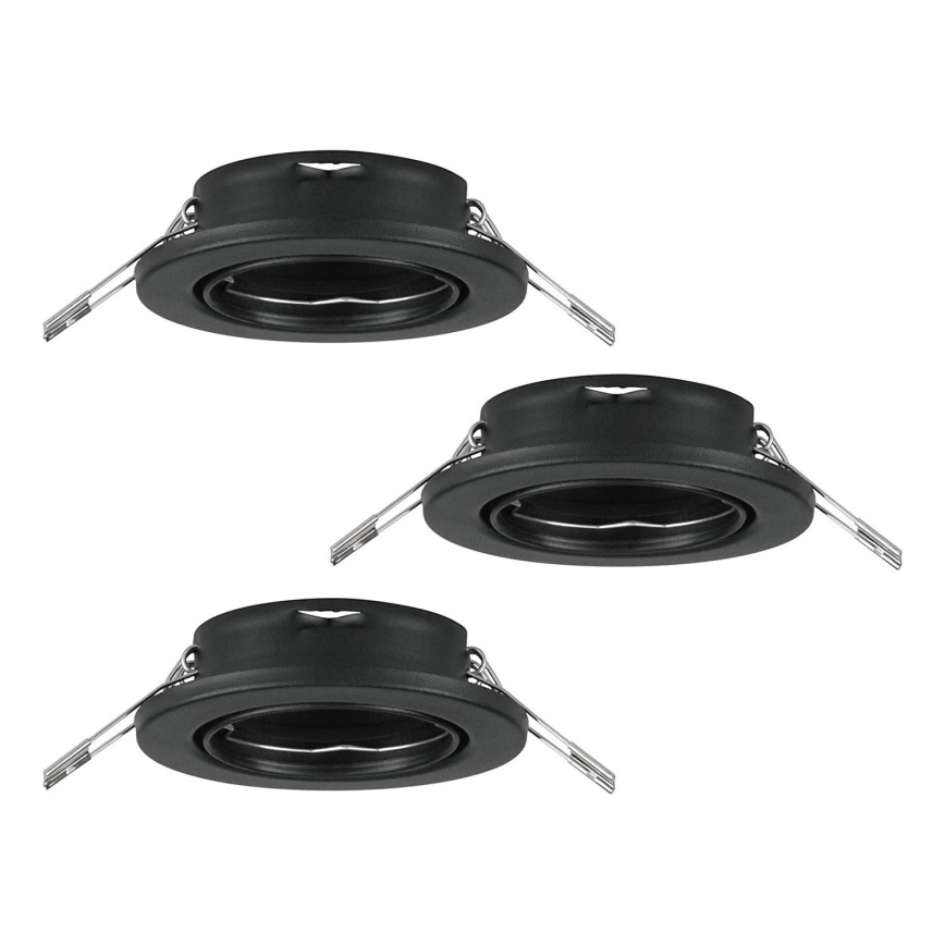 Eglo 75673 - SET 3x Lampada da incasso per bagno AGULO 1xGU10/35W/230V IP23 nero