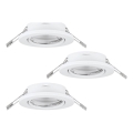 Eglo 75674 - SET 3x Lampada da incasso per bagno AGULO 1xGU10/35W/230V IP23 bianco